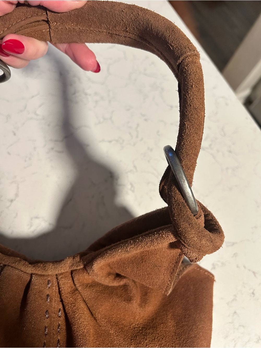 Free People Skadi Suede Scrunch
Tote Hobo Shoulder Bag-Strawberry Charm & Scarf - Picture 14 of 16